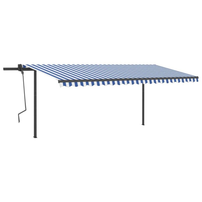 vidaXL Automatická markíza s LED a senzorom vetra 5x3 m modro-biela