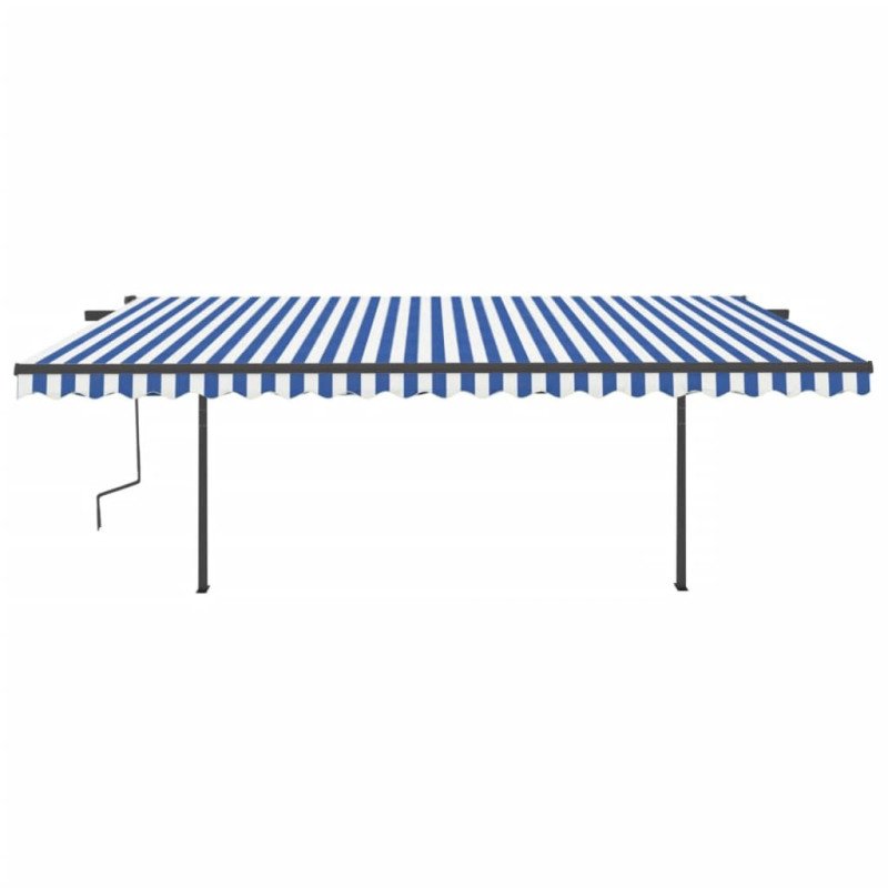 vidaXL Automatická markíza s LED a senzorom vetra 5x3 m modro-biela