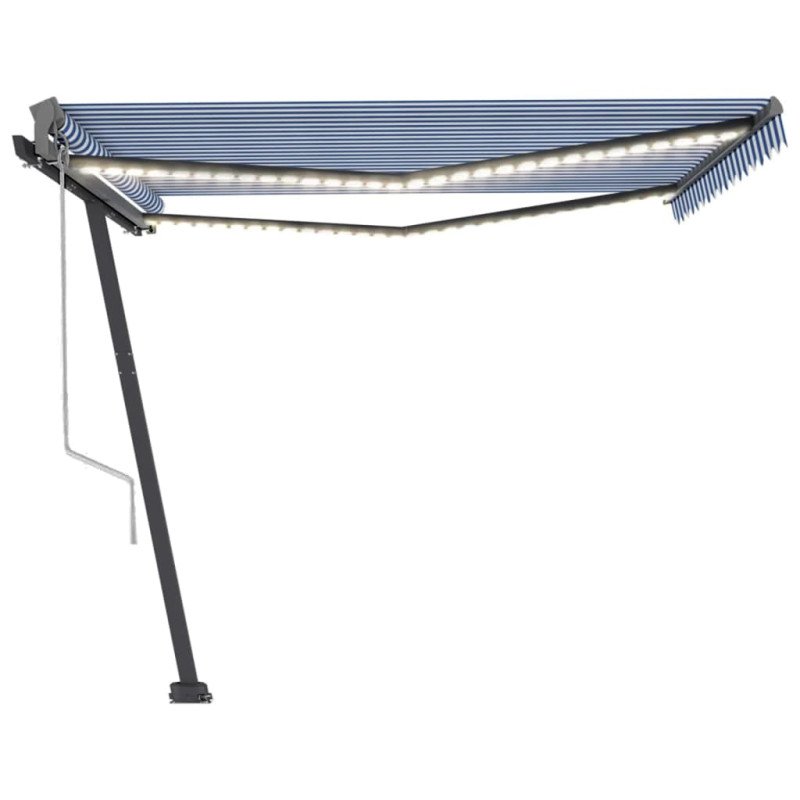 vidaXL Automatická markíza s LED a senzorom vetra 400x300cm modrobiela