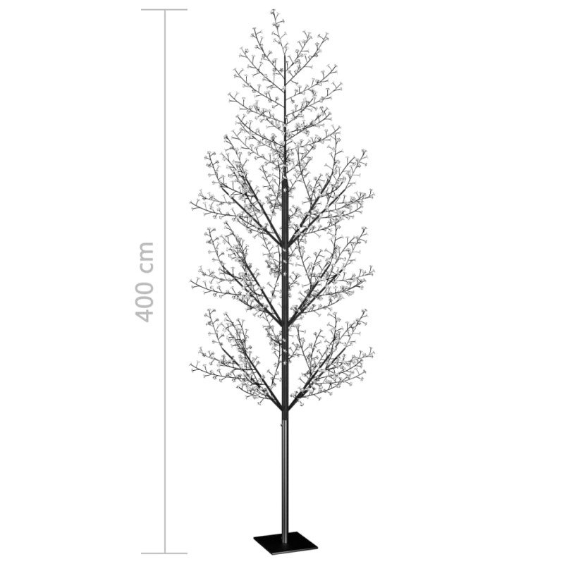 vidaXL Vianočný stromček 1200 LED teplé biele svetlo kvety čerešne 400 cm