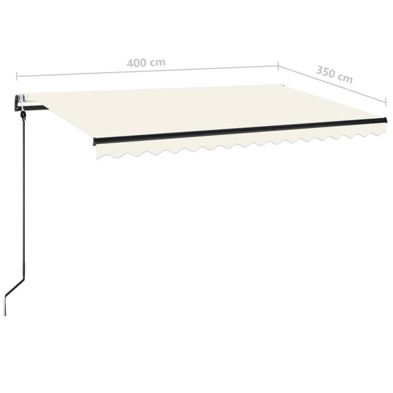 vidaXL Automatická markíza, LED a senzor vetra 400x350 cm, krémová