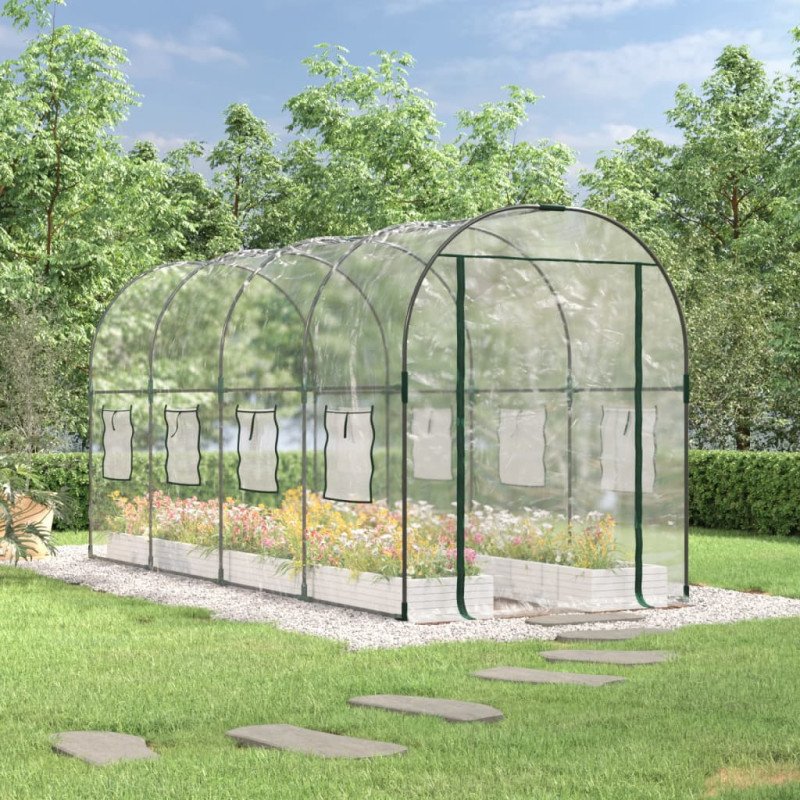 vidaXL Skleník priehľadný 160x400x190 cm PVC a práškovaná oceľ