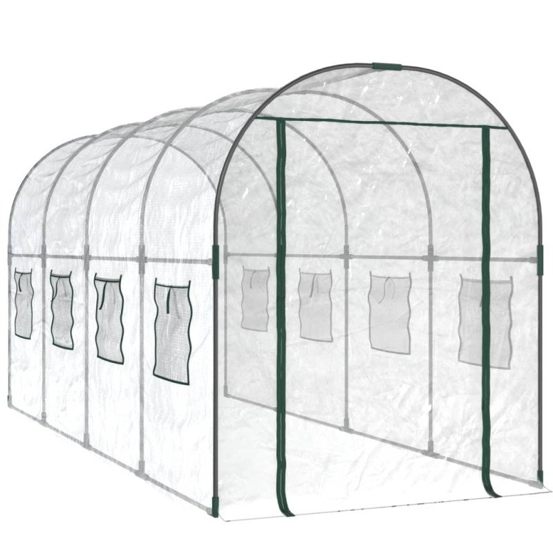 vidaXL Skleník priehľadný 160x400x190 cm PVC a práškovaná oceľ