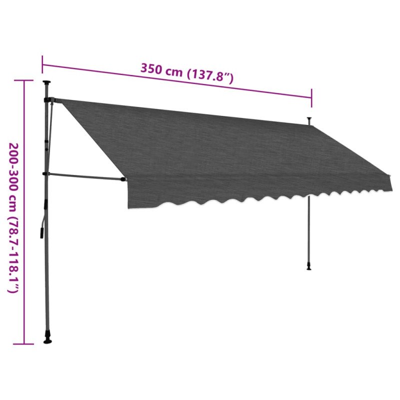 vidaXL Ručne zaťahovacia markíza s LED 350 cm, antracitová