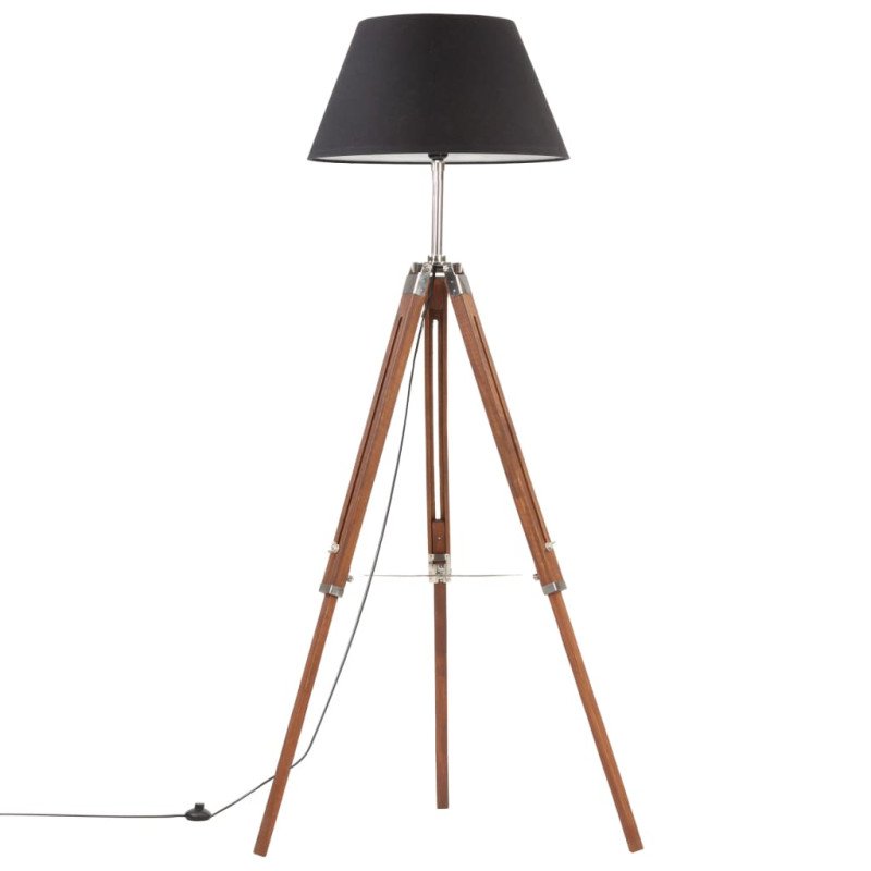 vidaXL Lampa na statíve medovo-hnedá a čierna 141 cm teakový masív