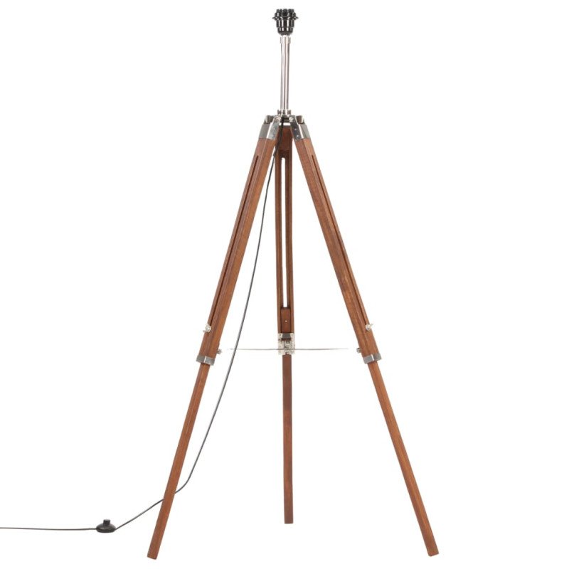 vidaXL Lampa na statíve medovo-hnedá a čierna 141 cm teakový masív