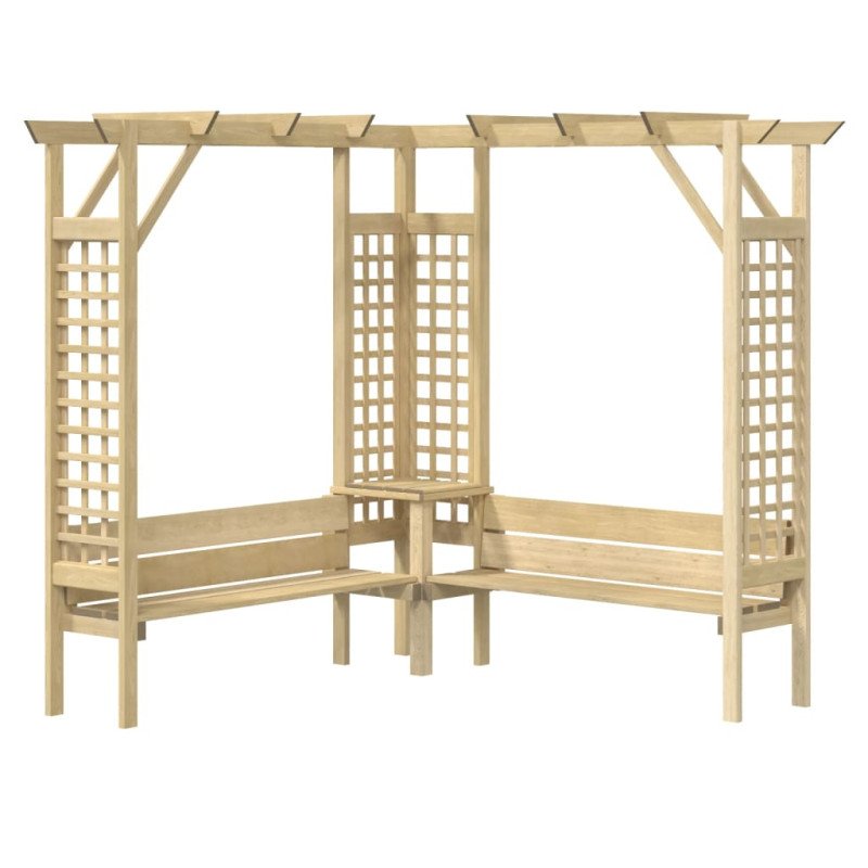 vidaXL Rohová pergola s lavičkou, impregnovaná borovica