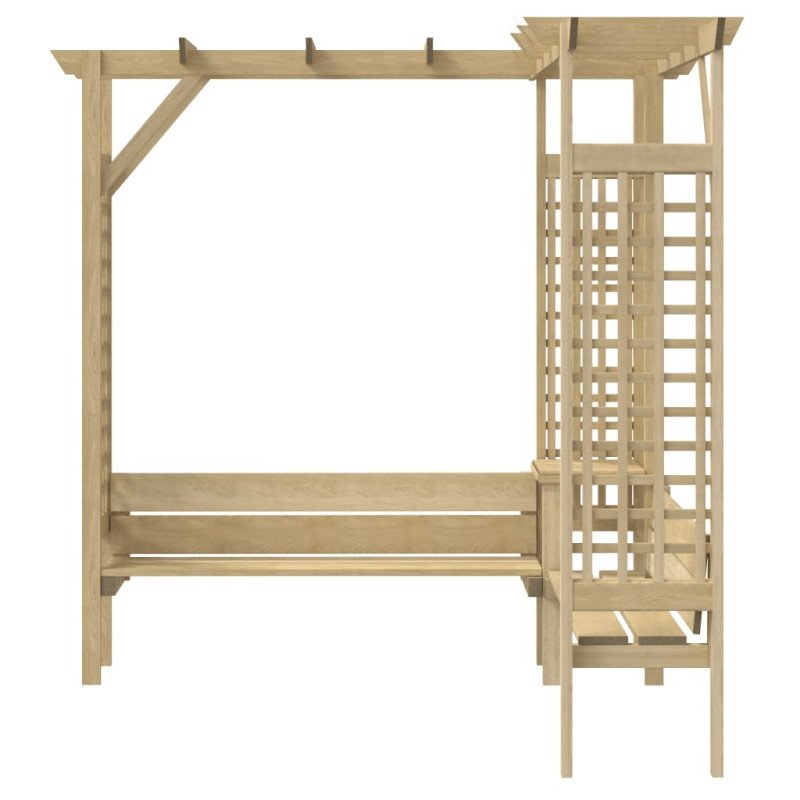 vidaXL Rohová pergola s lavičkou, impregnovaná borovica