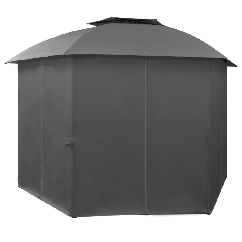 vidaXL Záhradný altánok/stan so závesmi, šesťuholník 360x265 cm
