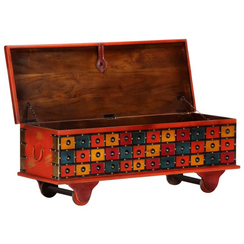 vidaXL Úložný box, červený 110x40x40 cm, akáciový masív