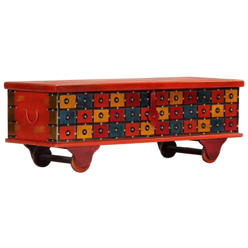 vidaXL Úložný box, červený 110x40x40 cm, akáciový masív