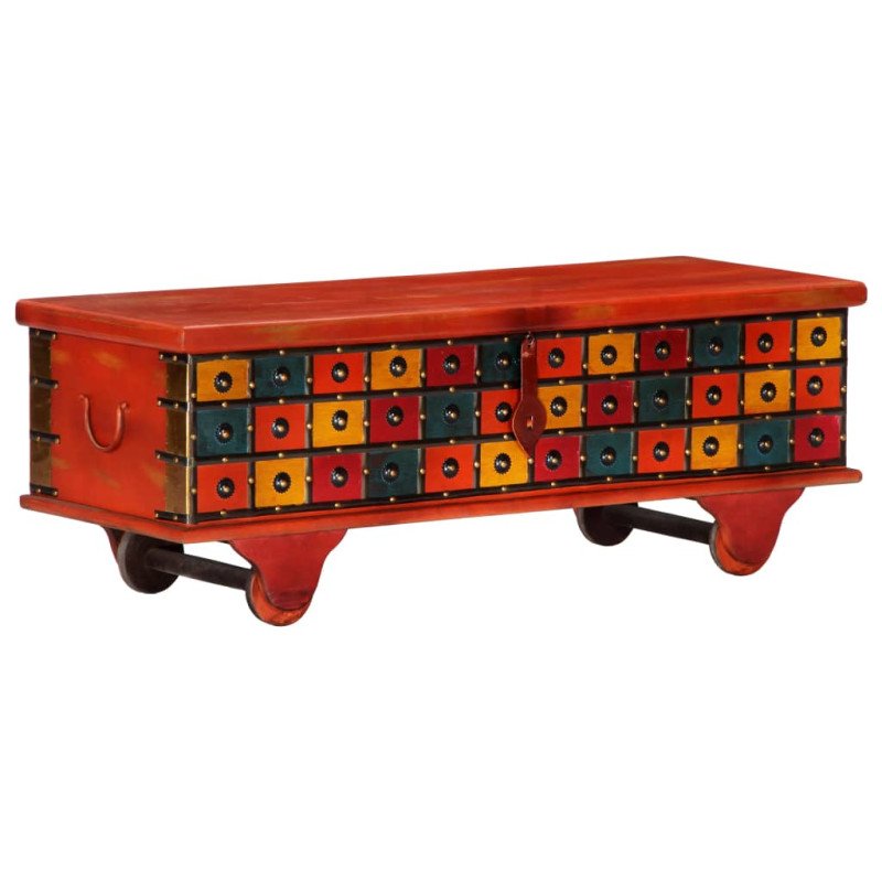 vidaXL Úložný box, červený 110x40x40 cm, akáciový masív