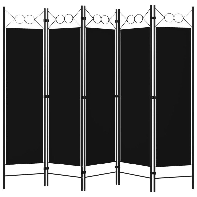 vidaXL Paraván s 5 panelmi, čierny 200x180 cm 