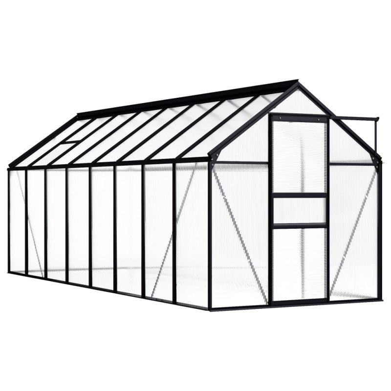 vidaXL Skleník, antracitový, hliník 9,31 m²