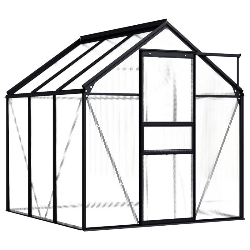 vidaXL Skleník, antracitový, hliník 3,61 m²