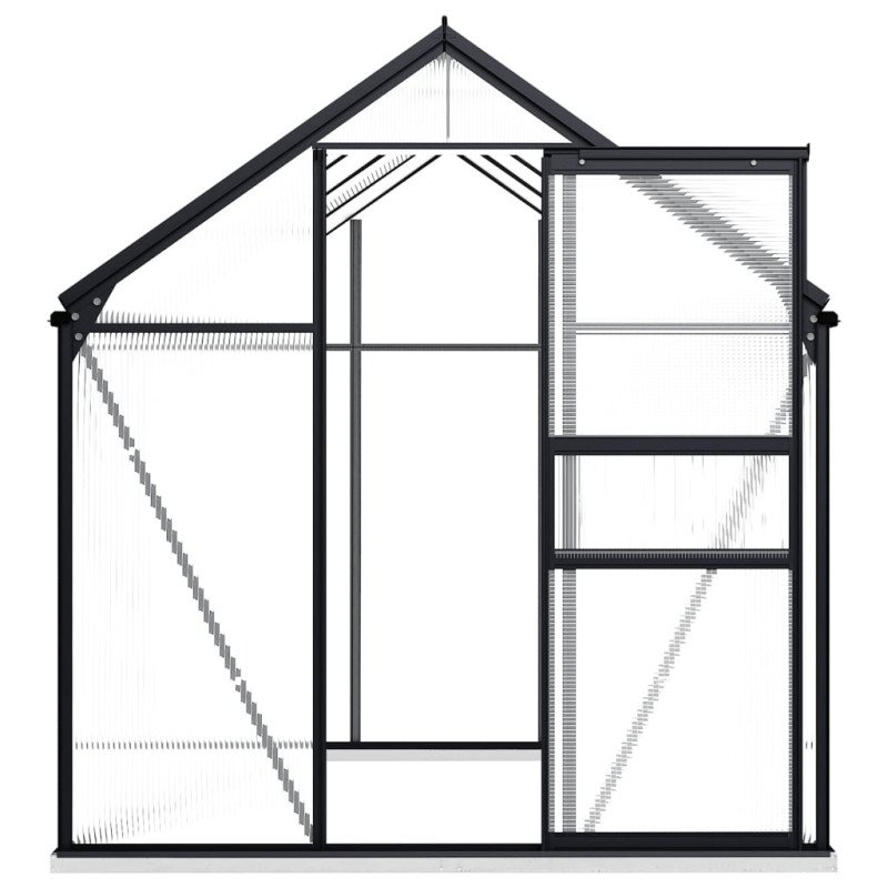vidaXL Skleník s podkladovým rámom, antracitový, hliník 4,75 m²