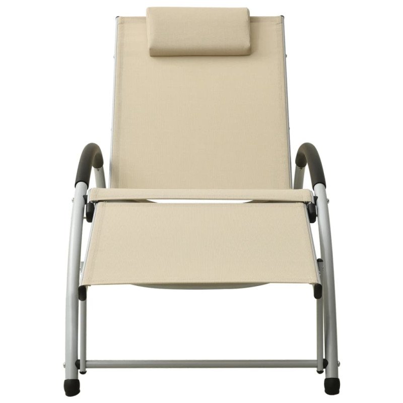 310530 vidaXL Sun Lounger with Pillow Textilene Cream