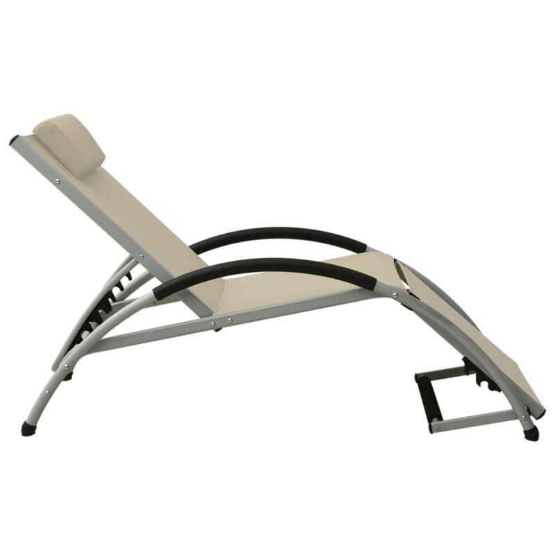 310530 vidaXL Sun Lounger with Pillow Textilene Cream