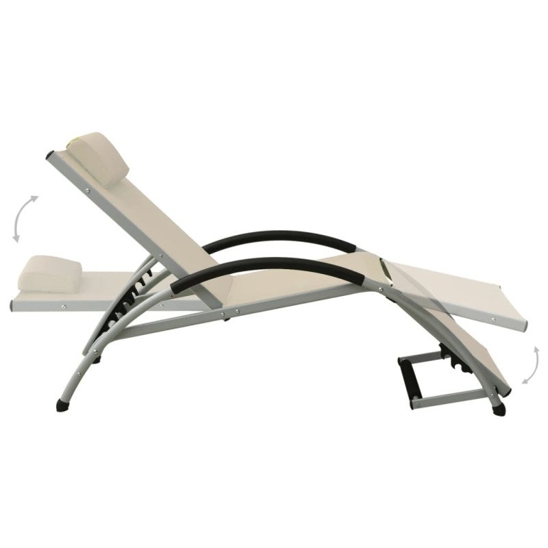 310530 vidaXL Sun Lounger with Pillow Textilene Cream