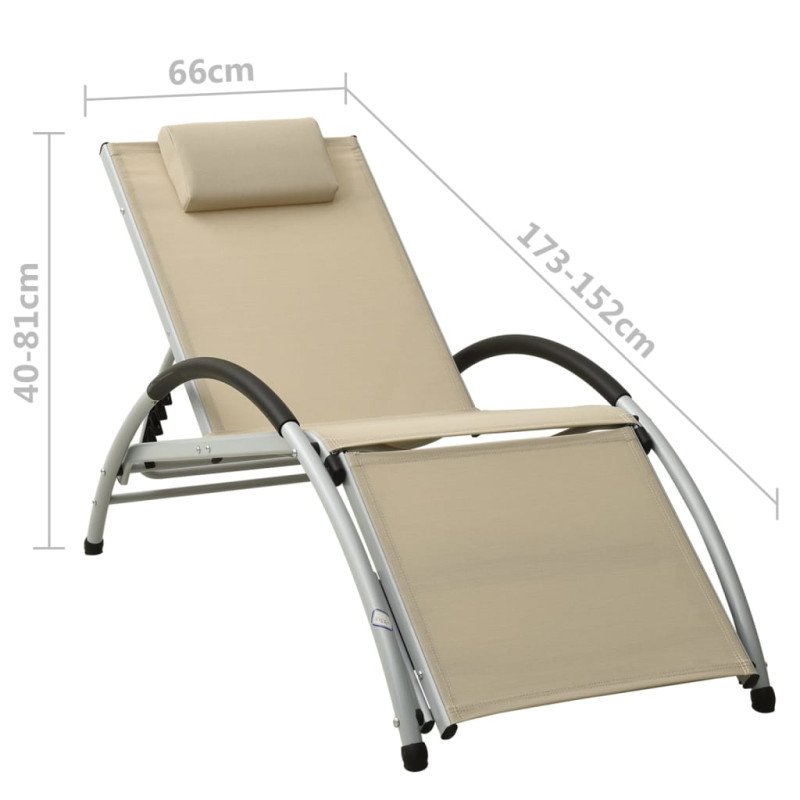 310530 vidaXL Sun Lounger with Pillow Textilene Cream