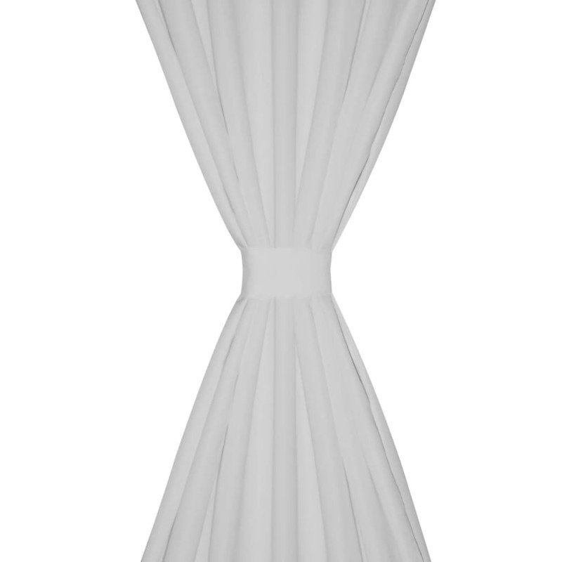 Biele saténové závesy s pútkami 140 x 225 cm 2 ks