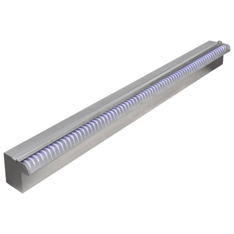 Obdĺžniková bazénová fontána/vodopád s LED, nehrdzavejúca oceľ 90 cm