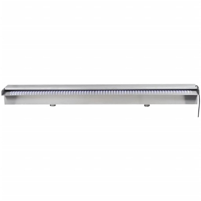 Obdĺžniková bazénová fontána/vodopád s LED, nehrdzavejúca oceľ 90 cm