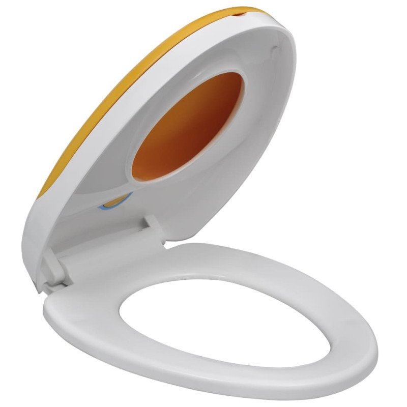 Bielo žlté WC sedadlo, pomalé sklápanie, pre dospelých/deti