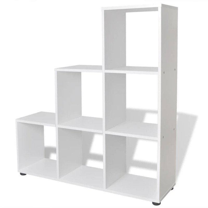 vidaXL Regál na knihy/policový regál v tvare schodov 107 cm, biely