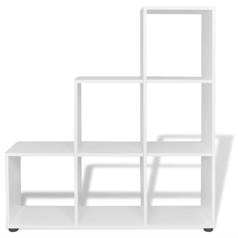 vidaXL Regál na knihy/policový regál v tvare schodov 107 cm, biely