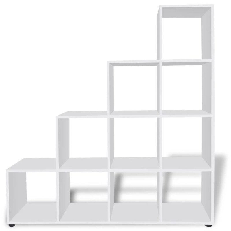 vidaXL Regál na knihy/policový regál v tvare schodov 142 cm, biely
