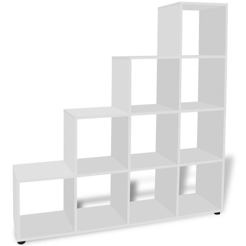 vidaXL Regál na knihy/policový regál v tvare schodov 142 cm, biely