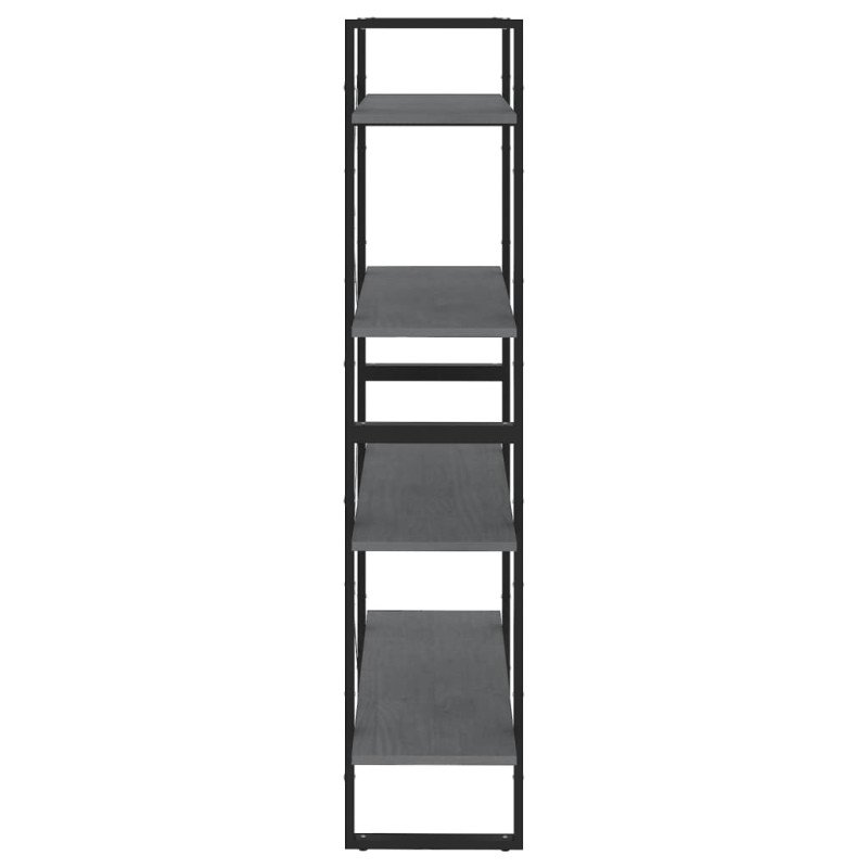 vidaXL Knižnica so 4 policami sivá 80x30x140 cm masívna borovica 