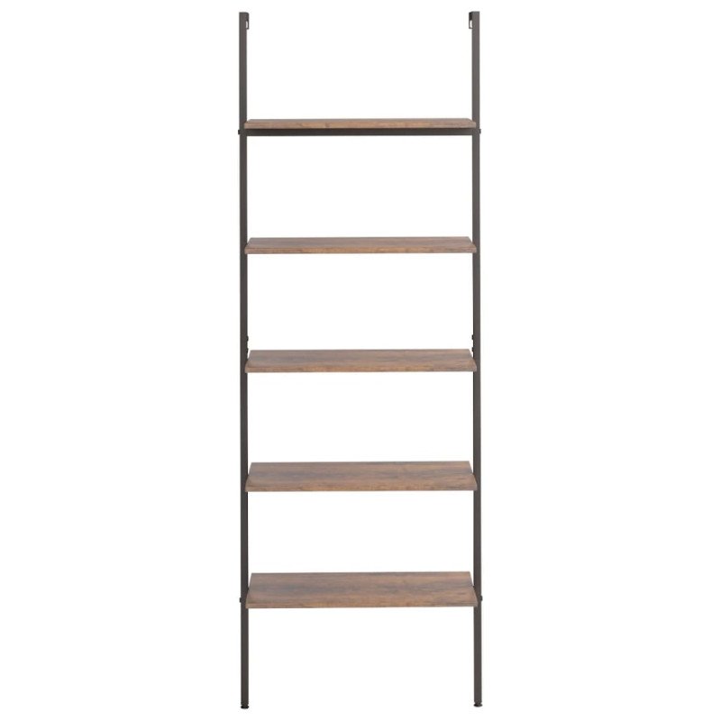 vidaXL Naklonený regál s 5 policami, tmavohnedo čierny 64x35x185 cm