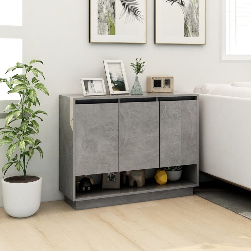 vidaXL Komoda betónovosivá 97x31x75 cm drevotrieska