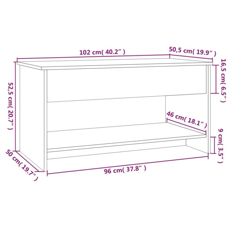 vidaXL Konferenčný stolík lesklý biely 102x50x52,5 cm spracované drevo