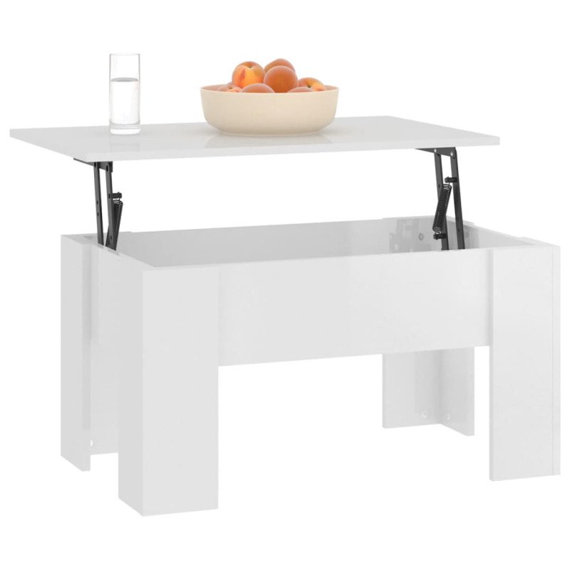 vidaXL Konferenčný stolík lesklý biely 79x49x41 cm spracované drevo