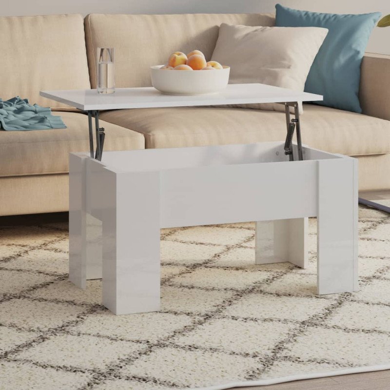 vidaXL Konferenčný stolík lesklý biely 79x49x41 cm spracované drevo