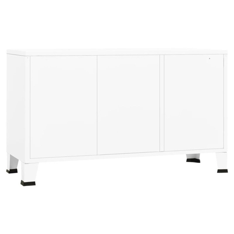 vidaXL Komoda v priemyselnom štýle biela 105x35x62 cm oceľ a sklo