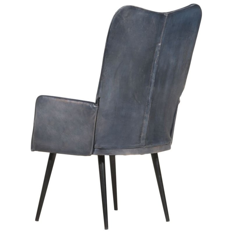 vidaXL Kreslo wingback sivé pravá koža
