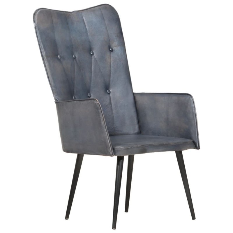 vidaXL Kreslo wingback sivé pravá koža