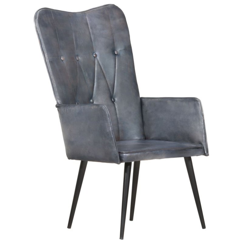 vidaXL Kreslo wingback sivé pravá koža