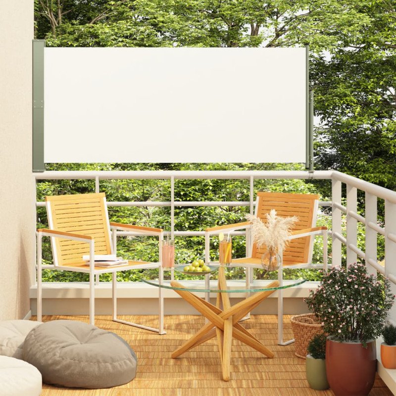 vidaXL Zaťahovacia bočná markíza na terasu 140x300 cm krémová