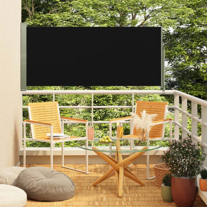 vidaXL Zaťahovacia bočná markíza na terasu 160x300 cm čierna