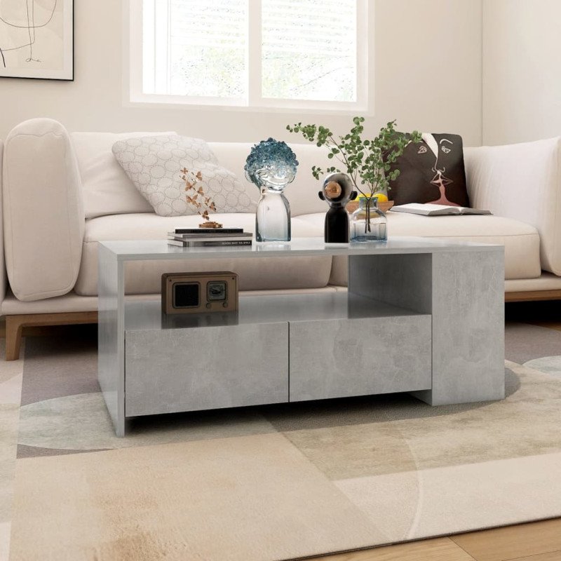 vidaXL Konferenčný stolík betónový sivý 102x55x42 cm spracované drevo