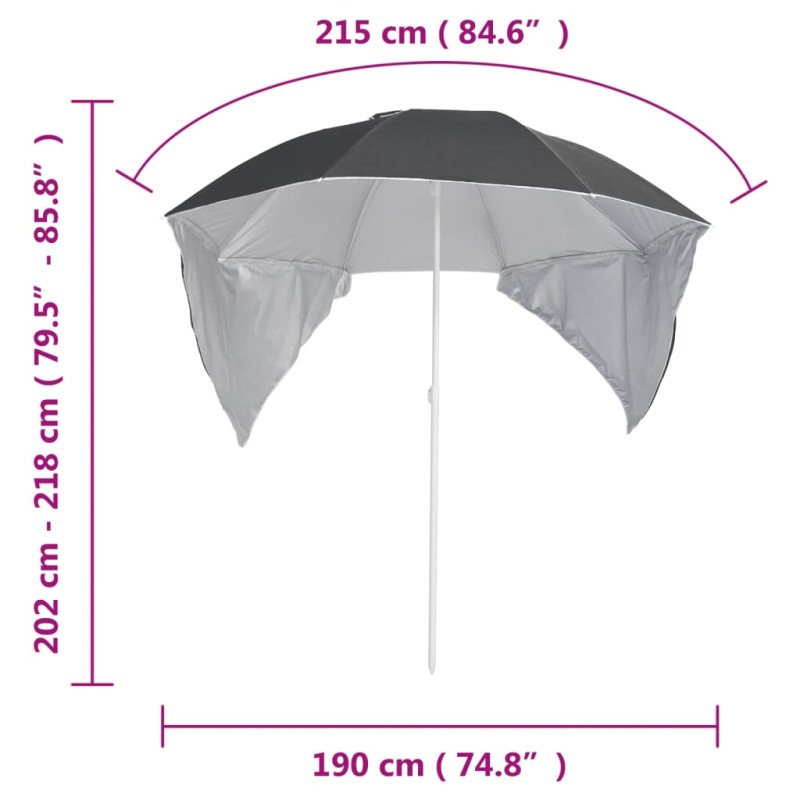 vidaXL Plážový slnečník s bočnými stenami antracitový 215 cm