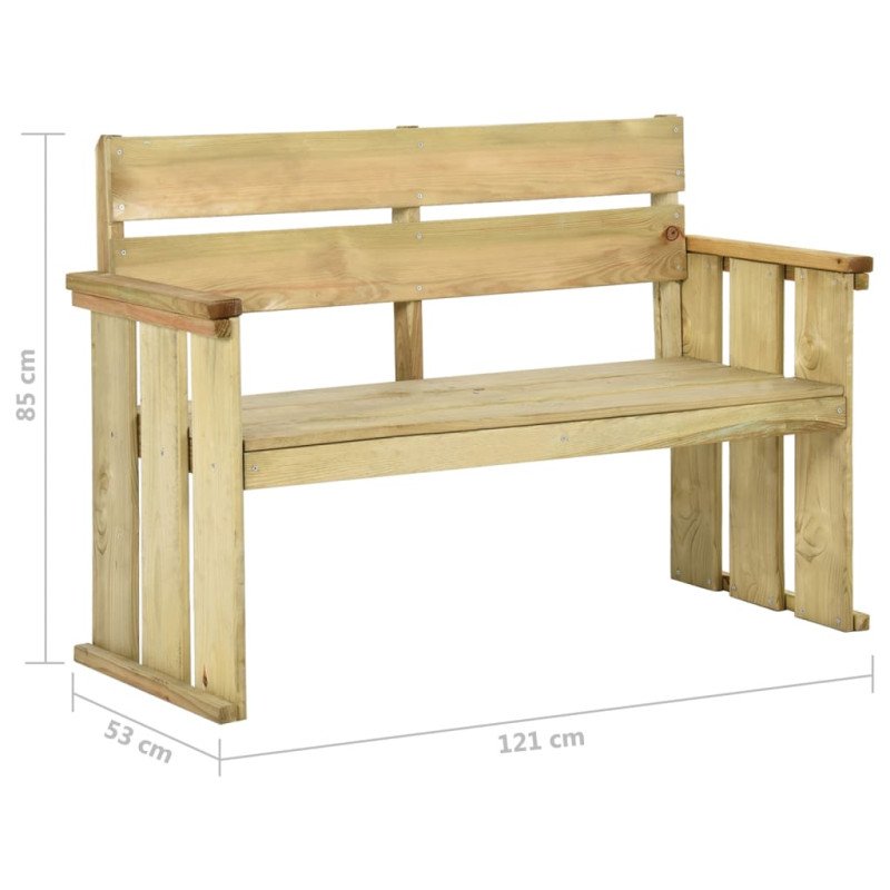 vidaXL Záhradná lavička 121 cm impregnovaná borovica