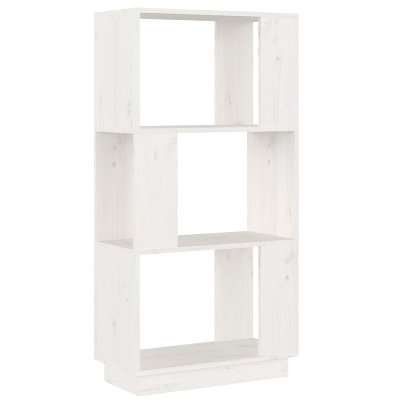 vidaXL Knižnica/deliaca stena biela 51x25x101 cm masívna borovica