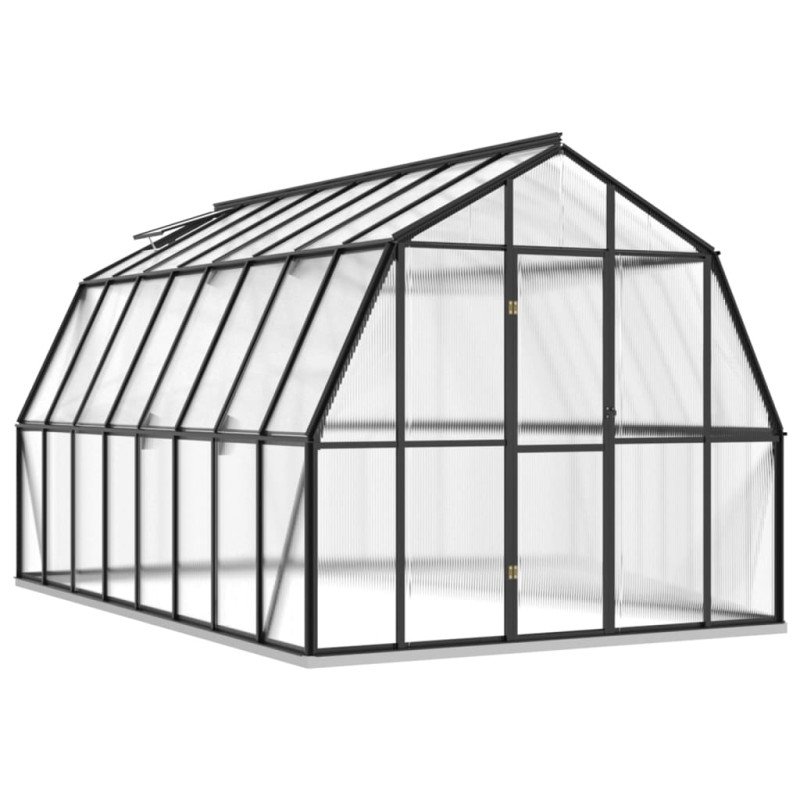 vidaXL Skleník s podkladovým rámom, antracitový 12,63 m², hliník
