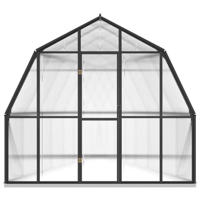 vidaXL Skleník s podkladovým rámom, antracitový 12,63 m², hliník